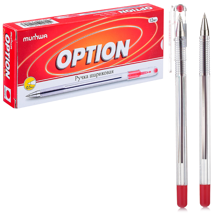 Ручка шариковая "Option" красная, 0,5мм