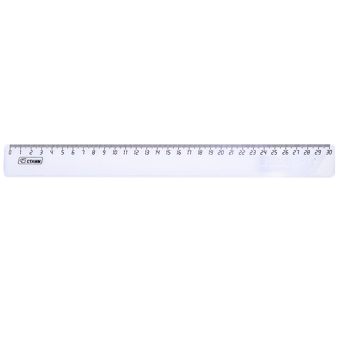 Линейка 30см прозрачная б/цв 