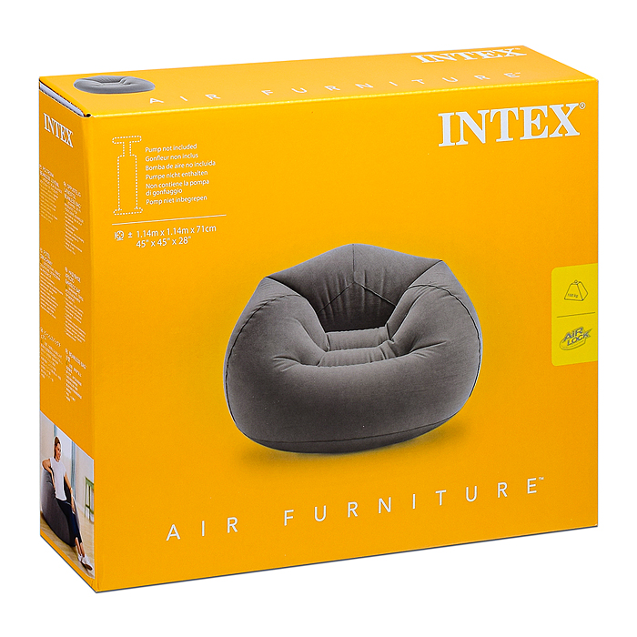 Фото к товару Надувное кресло "Beanless Bag" 114х114х71см, серое, 100кг Надувное кресло "Beanless Bag" 114х114х71см, серое, 100кг