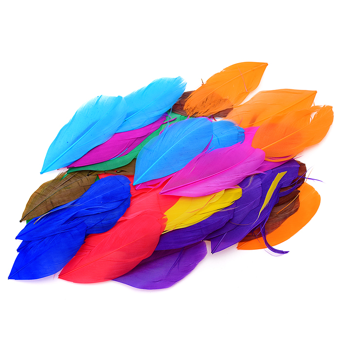 Перья декоративные "Leaf" натуральные гусиные в виде листочка, размер 4-8 см, 50 шт, цвет а