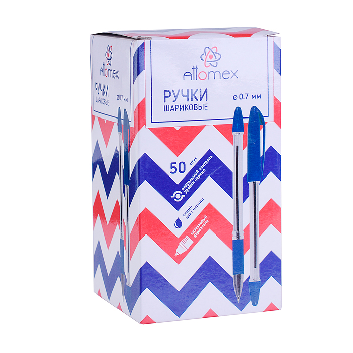 Фото к товару Ручка шариковая "Attomex" d=0,7 мм, прозрачный корпус с каучуковым держателем, сменный стержень, инд Ручка шариковая "Attomex" d=0,7 мм, прозрачный корпус с каучуковым держателем, сменный стержень, инд