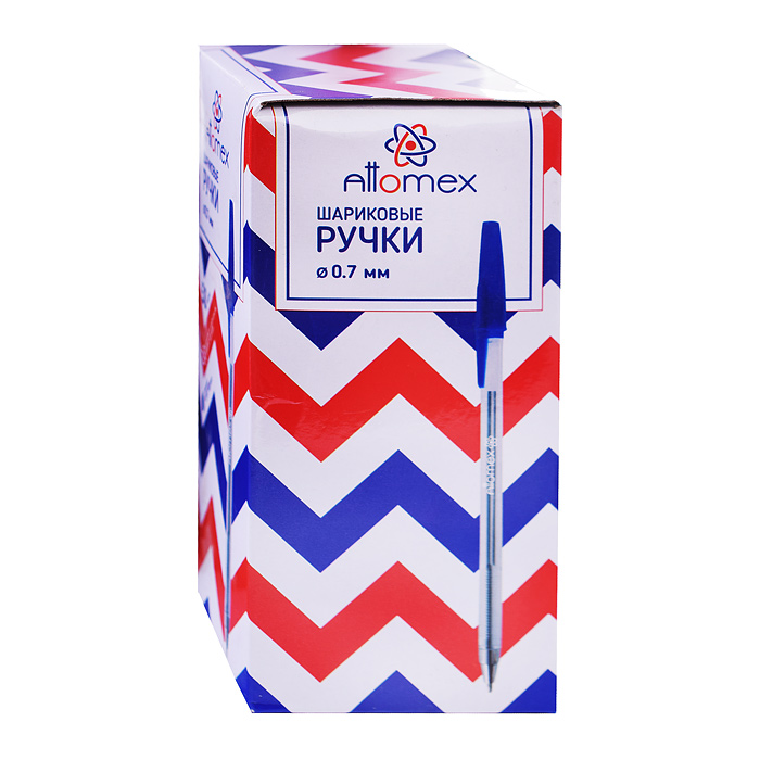Фото к товару Ручка шариковая "Attomex" d=0,7 мм, прозрачный корпус с металлическим наконечником, сменный стержень Ручка шариковая "Attomex" d=0,7 мм, прозрачный корпус с металлическим наконечником, сменный стержень