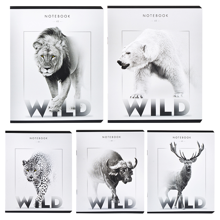 Тетрадь 48л. клетка А5 "Дикий зверь" скрепка Тетрадь 48л. клетка А5 "Дикий зверь" скрепка