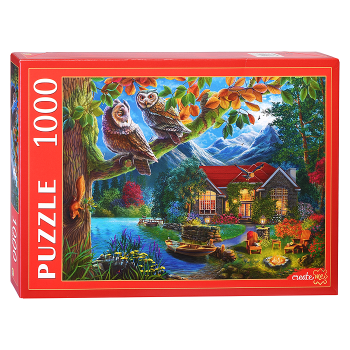 Пазлы 1000 "Совы и ночной домик" 