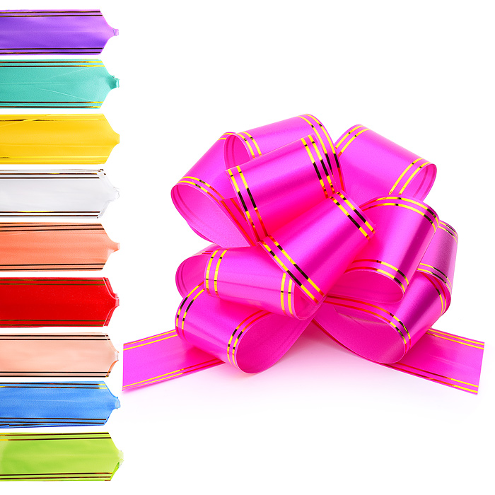 Бант-Шар 1,8см с золотой полосой (в сборе 8см) цвета микс, малый