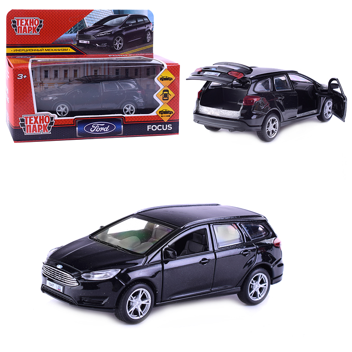 Машина металл Ford Focus Turnier 12 см. (откр. двер, баг, черный) инерц., в коробке