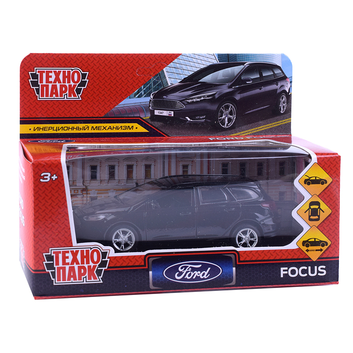 Машина металл Ford Focus Turnier 12 см. (откр. двер, баг, черный) инерц., в коробке