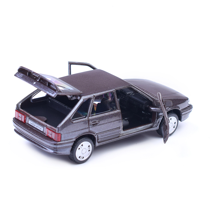 Машина металл LADA -2114 "Samara" 12 см. (двер, баг, баклажан) инерц., в коробке