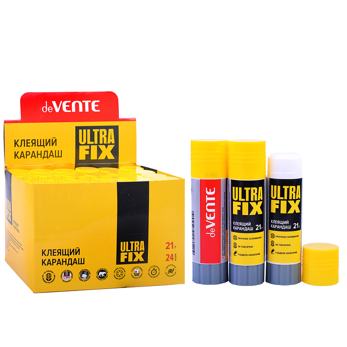 Клеящий карандаш PVA-P основа "Ultra Fix" 21 г в картонном дисплее с пластиковым поддоном