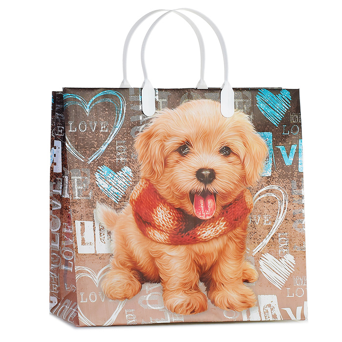 Пакет подарочный 30х30+10, 150мкм из мягкого пластика "Любимчик" ламинированный