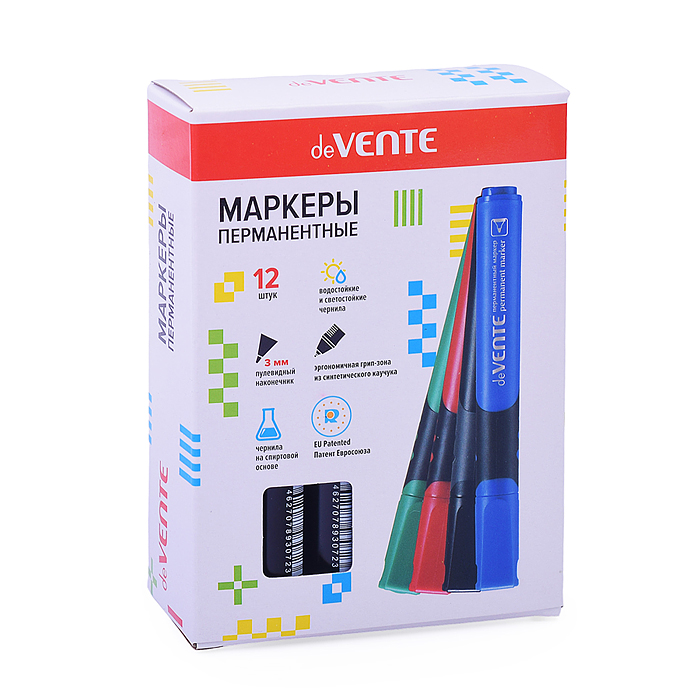 Фото к товару Маркер перманентный круглый корпус с каучуковыми вставками, с клипом, пулевидный наконечни Маркер перманентный круглый корпус с каучуковыми вставками, с клипом, пулевидный наконечни