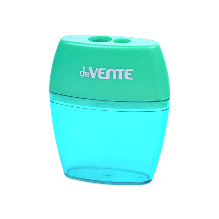 Точилка для карандашей 2 отверстия, с контейнером, пластмассовая, овальная, в картонной ко