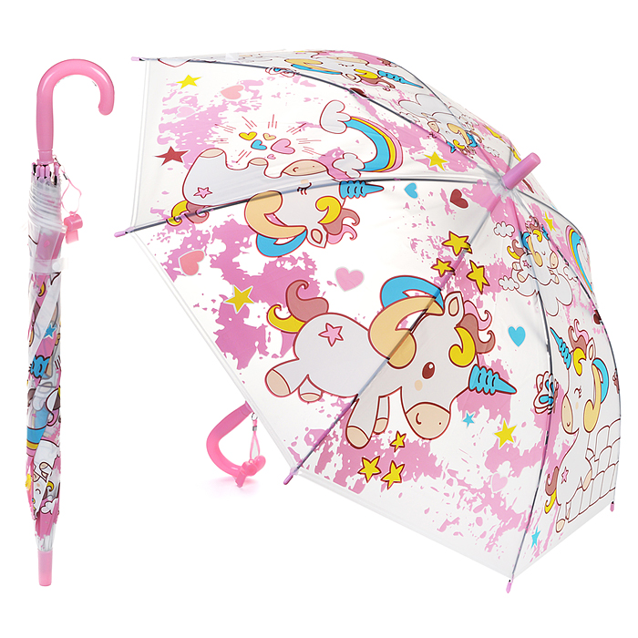 Зонт детский 00-3911 "Страна единорогов" (50см.) розовый