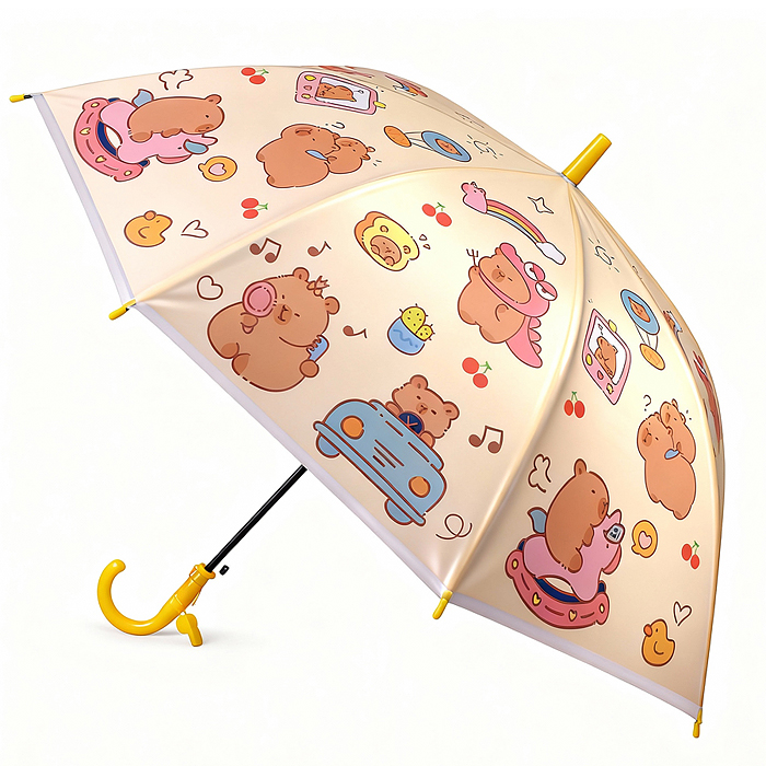 Зонт детский 00-7887 "Милая капибара" (цвет жёлтый) (48,5см.)