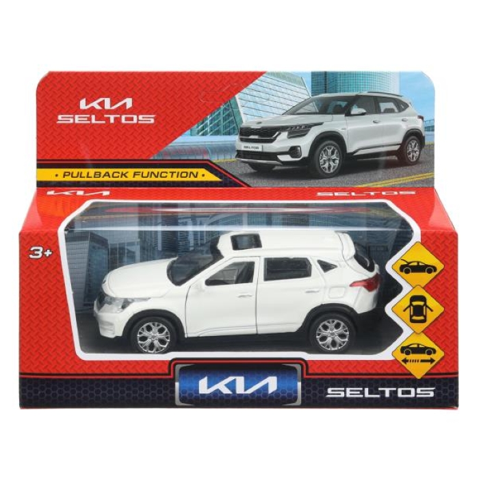 Машина металл KIA Seltos длина 12 см, двери, багаж., инерц, белый