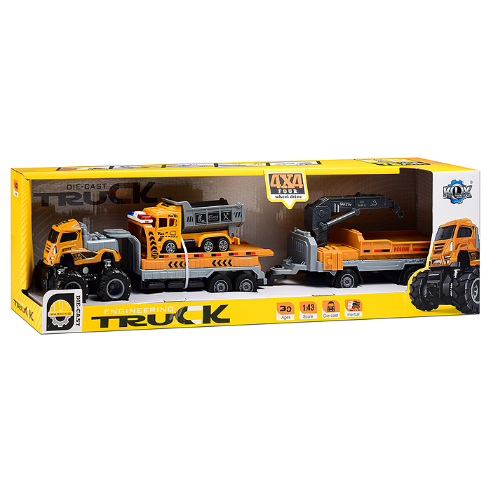 Машина KLX600-416 "Прицеп с обратной тягой" 1:43 в коробке