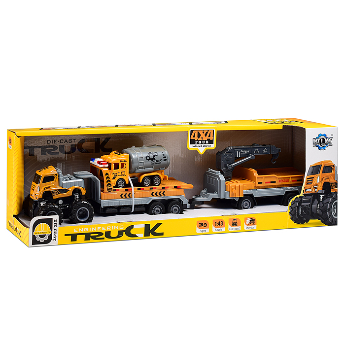 Машина KLX600-416 "Прицеп с обратной тягой" 1:43 в коробке