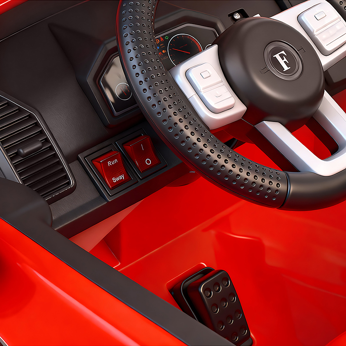 Электромобиль U023438Y "Мощность скорости" на аккумуляторе, с р/у управлением, в коробке (красный)