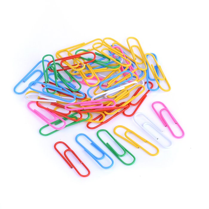 Фото к товару Скрепки металлические, овальные цветные 33 мм, 100 шт в картонной коробке Скрепки металлические, овальные цветные 33 мм, 100 шт в картонной коробке