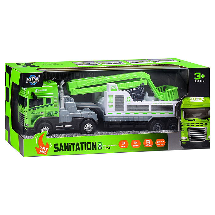 Машина KLX800-225 "Мега Прицеп" (свет, звук) в коробке