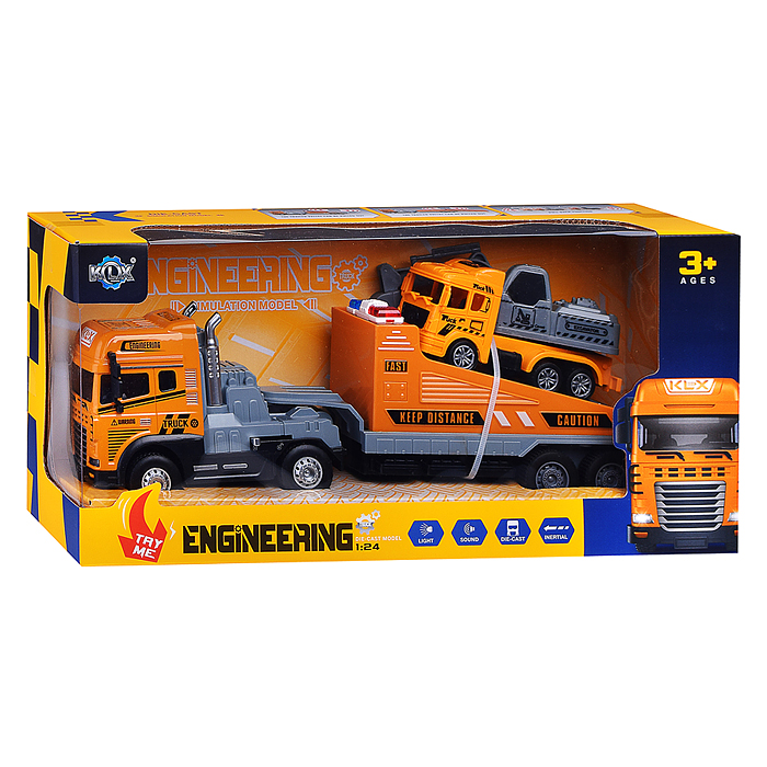 Машина KLX800-261 "Перевозчик спецтехники" ( свет,звук) в коробке