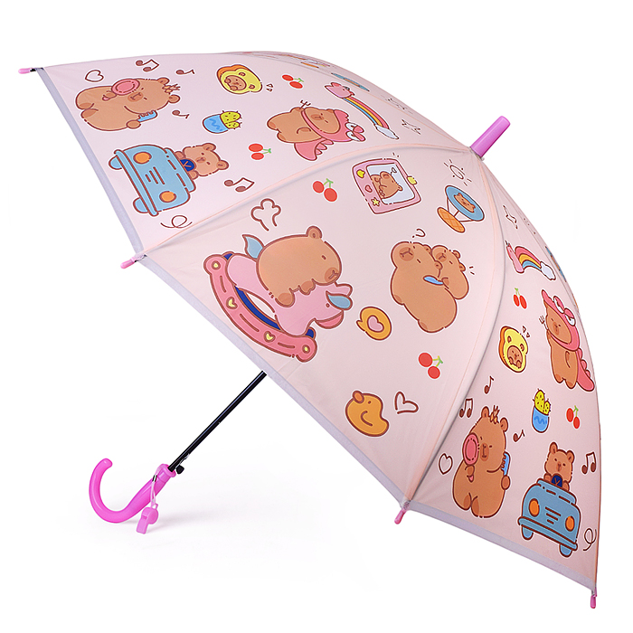 Зонт детский 00-7884 "Милая капибара" (цвет розовый) (48,5см.)