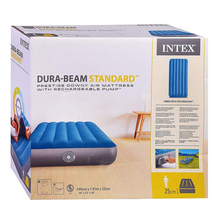 Фото к товару Надувной матрас 99х191х25см "Prestige" встр. насос аккумуляторный, до 136кг, 64187NP INTEX Надувной матрас 99х191х25см "Prestige" встр. насос аккумуляторный, до 136кг, 64187NP INTEX