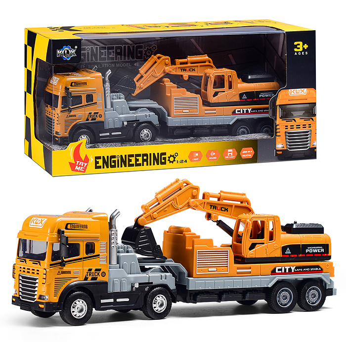 Машина KLX800-244 "Экскаватор" 1:24 (свет,звук) в коробке