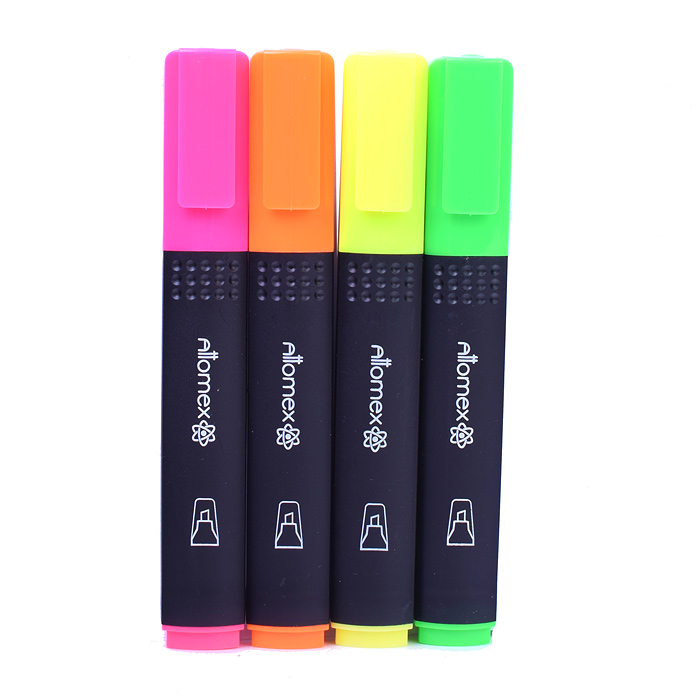 Фото к товару Набор маркеров-выделителей "Attomex" (4 цв - желт, зел, оран, роз) плоский корпус с клипом, скошенн Набор маркеров-выделителей "Attomex" (4 цв - желт, зел, оран, роз) плоский корпус с клипом, скошенн