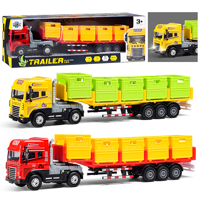 Машина KLX800-12 "Грузовик с контейнерами" 1:24 (свет,звук) в коробке