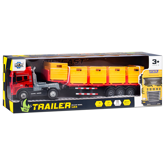 Машина KLX800-12 "Грузовик с контейнерами" 1:24 (свет,звук) в коробке