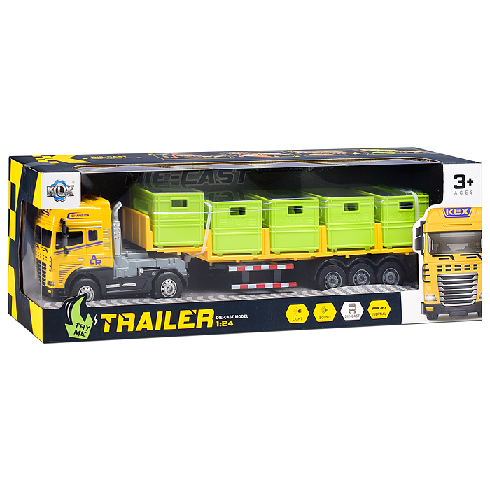 Машина KLX800-12 "Грузовик с контейнерами" 1:24 (свет,звук) в коробке