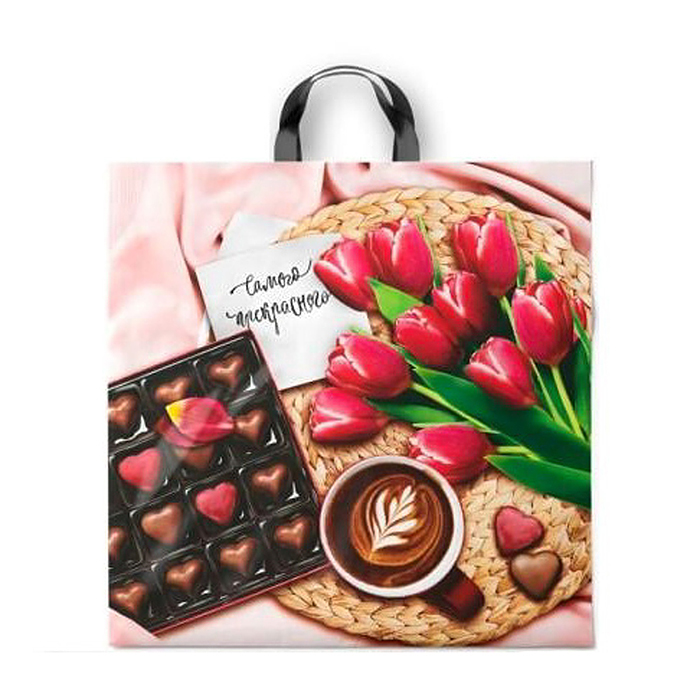 Пакет ПЭ с петлевой ручкой 44х44, 70мкм "Эспрессо" ПВД Пакет ПЭ с петлевой ручкой 44х44, 70мкм "Эспрессо" ПВД