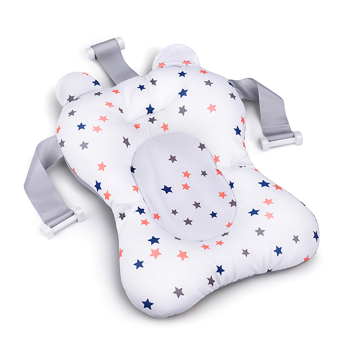 Набор для купания UT0144 (ванночка цвет: белый/серый, матрасик цвет: звёзды на белом, ковш)