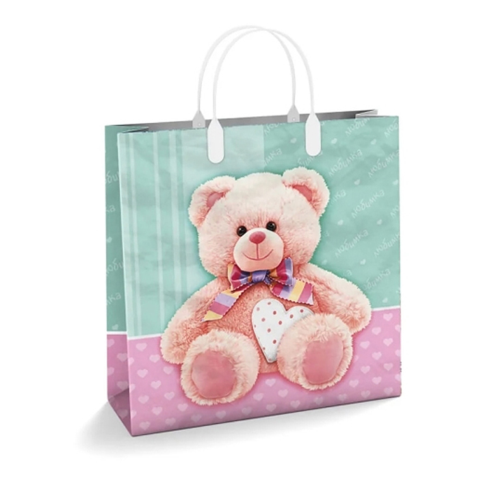 Пакет подарочный 30х30, 150мкм из мягкого пластика "Плюша" ламинированный