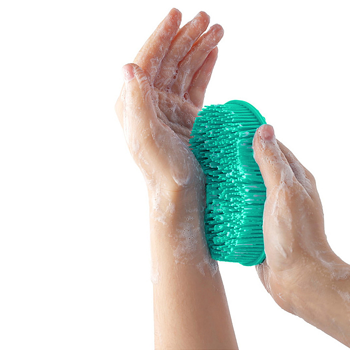 Фото к товару Губка для тела силиконовая овал, мятная Губка для тела силиконовая овал, мятная