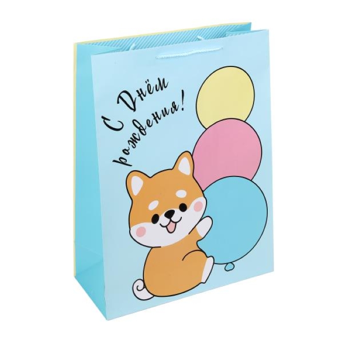 Пакет подарочный Матовый XL,корги,140 гр/м2 