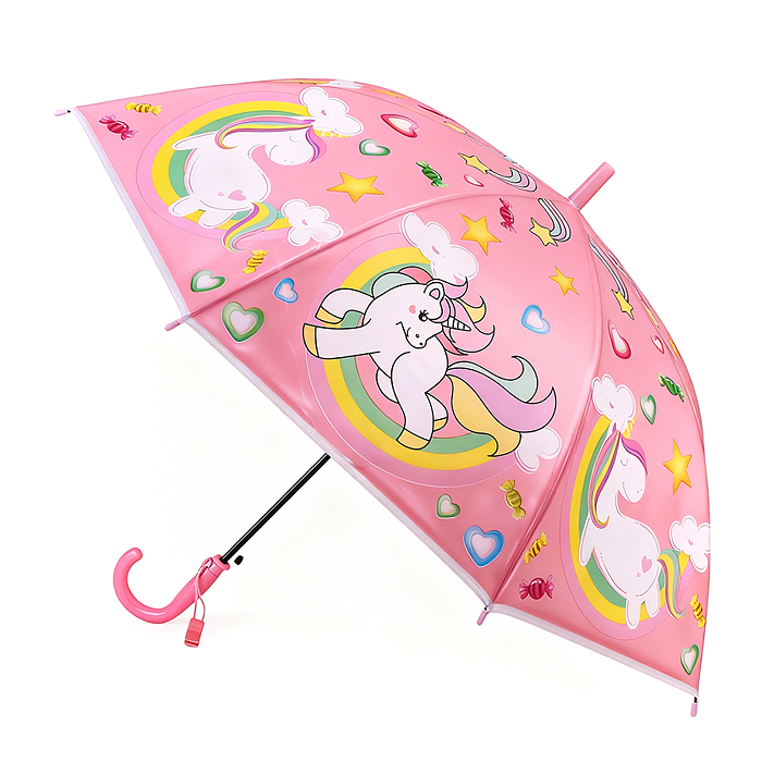 Зонт детский 00-7882 "Радужная единорожка" (цвет светло-розовый) (50см.)
