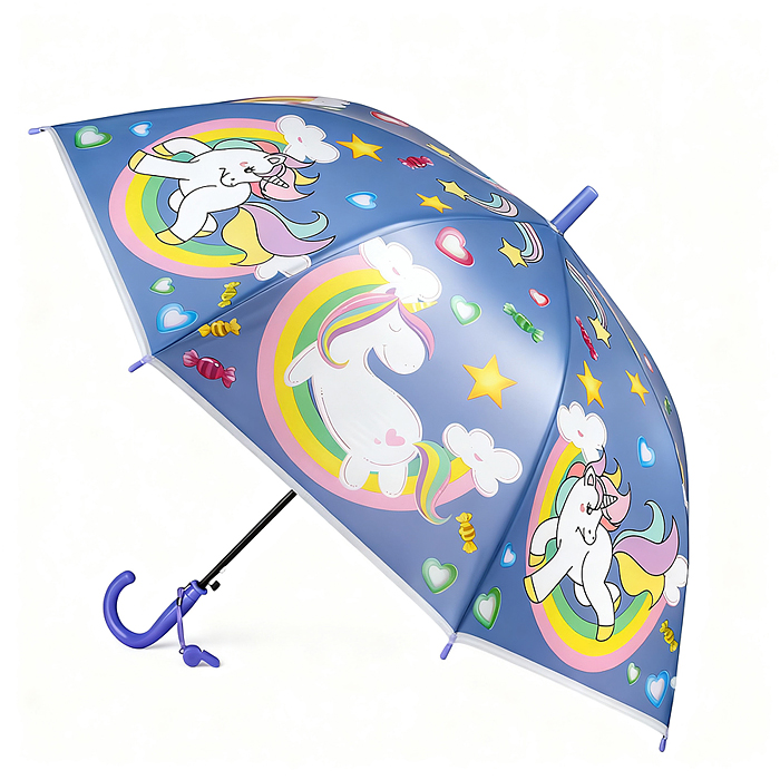 Зонт детский 00-7879 "Радужная единорожка" (цвет фиолетовый) (50см.)