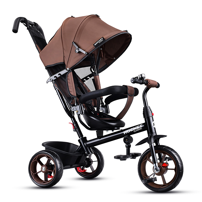 Велосипед трехколесный Rocket 136-BR, колеса EVA 10"/8", цвет коричневый Велосипед трехколесный Rocket 136-BR, колеса EVA 10"/8", цвет коричневый