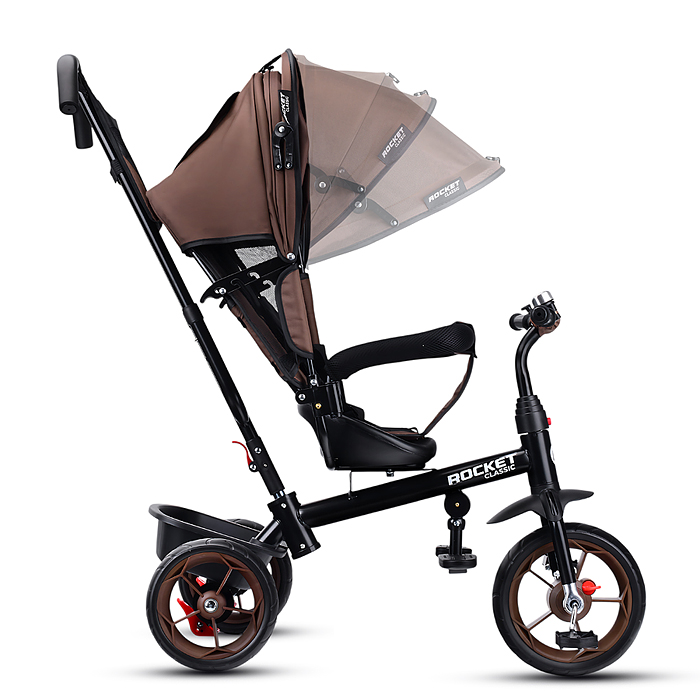 Фото к товару Велосипед трехколесный Rocket 136-BR, колеса EVA 10"/8", цвет коричневый Велосипед трехколесный Rocket 136-BR, колеса EVA 10"/8", цвет коричневый