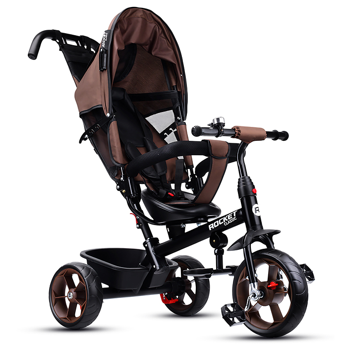 Фото к товару Велосипед трехколесный Rocket 136-BR, колеса EVA 10"/8", цвет коричневый Велосипед трехколесный Rocket 136-BR, колеса EVA 10"/8", цвет коричневый