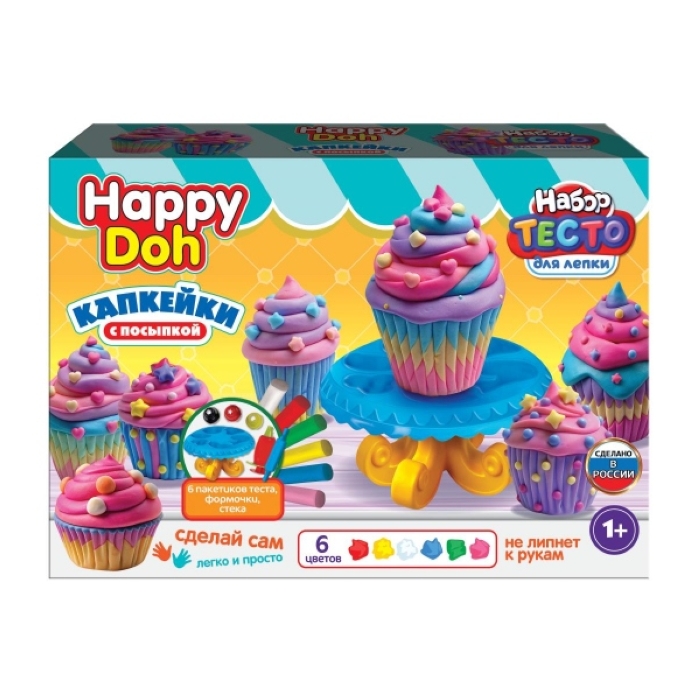 Набор для лепки с формочками капкейки, 24 см Happy Doh 