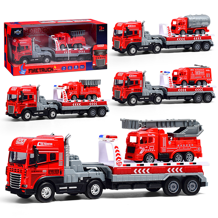 Машина KLX800-254 "Перевозчик пожарной техники" (свет,звук) в коробке