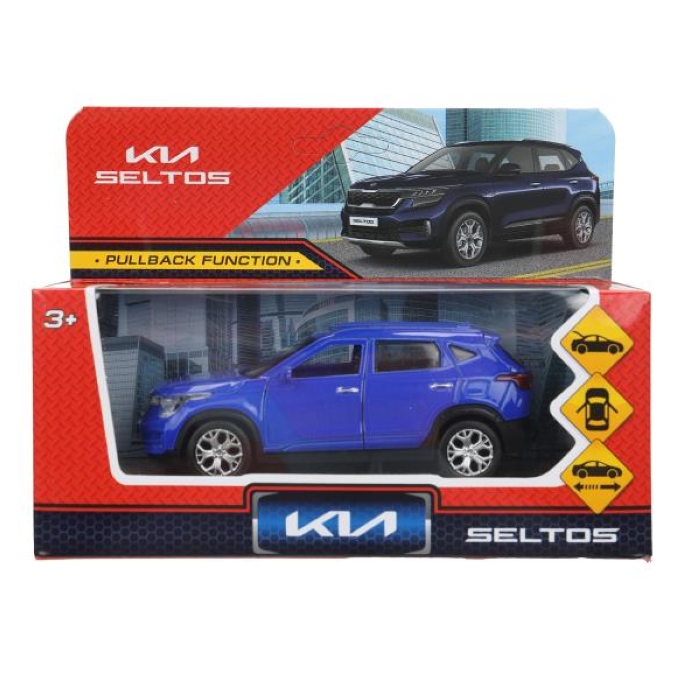 Машина металл KIA seltos длина 12 см, двери., инерция, темно-синий,