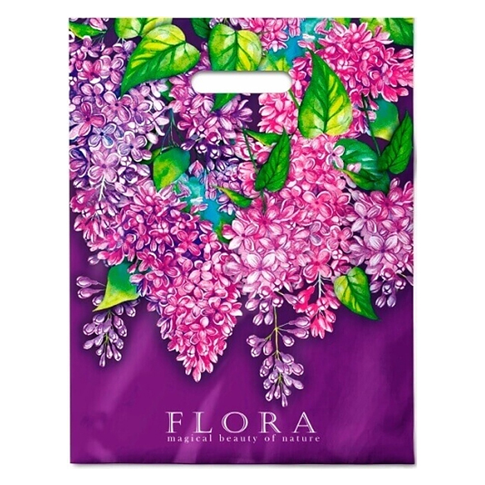 Пакет ПЭ с вырубной ручкой 31х40, 60мкм "Флора" ПВД ламинированный