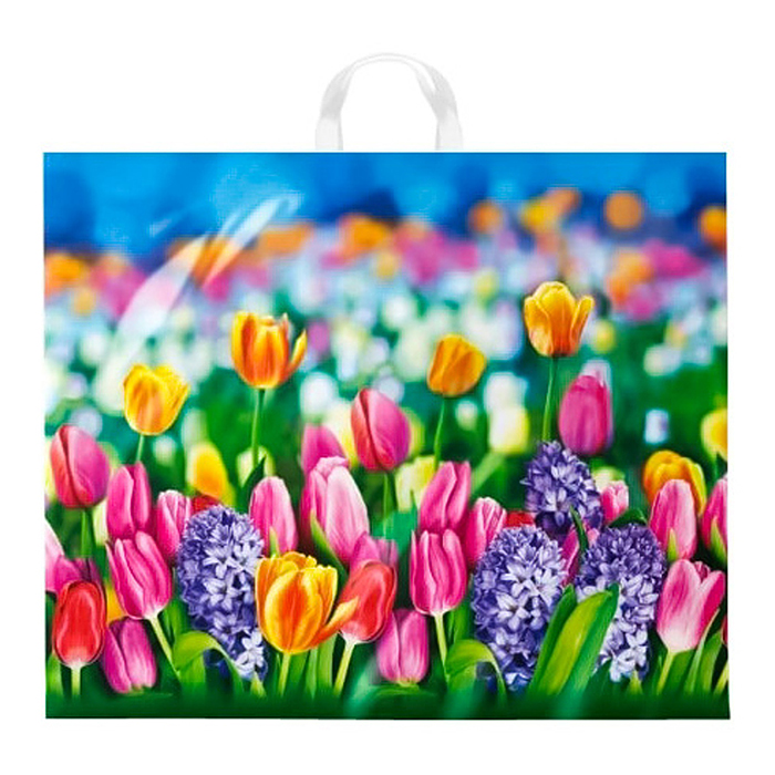 Пакет ПЭ с петлевой ручкой 60х50, 70мкм "Цветочный базар" ПВД 