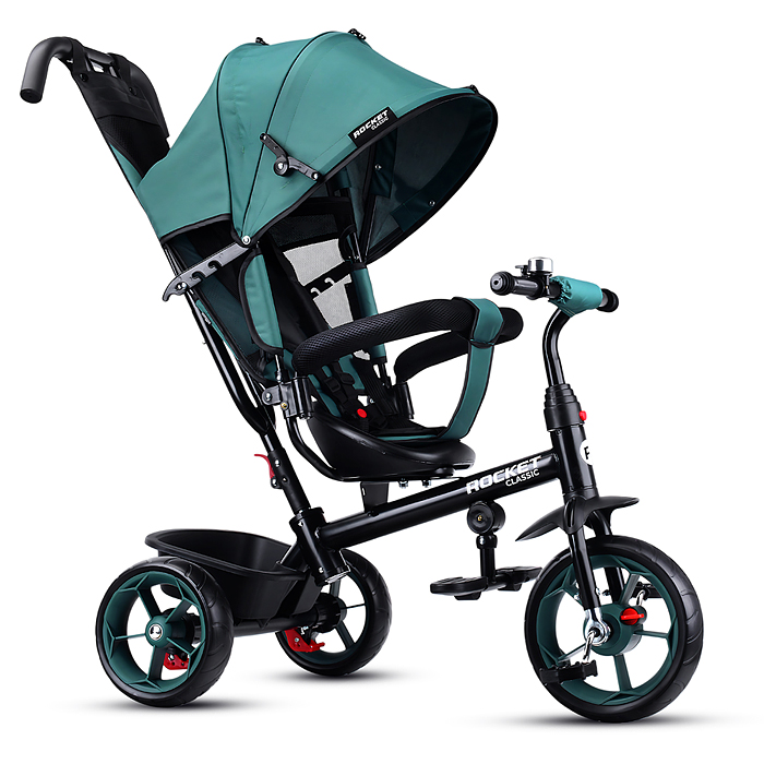Велосипед трехколесный Rocket 136-GN, колеса EVA 10"/8", цвет зеленый Велосипед трехколесный Rocket 136-GN, колеса EVA 10"/8", цвет зеленый