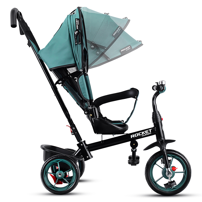 Фото к товару Велосипед трехколесный Rocket 136-GN, колеса EVA 10"/8", цвет зеленый Велосипед трехколесный Rocket 136-GN, колеса EVA 10"/8", цвет зеленый