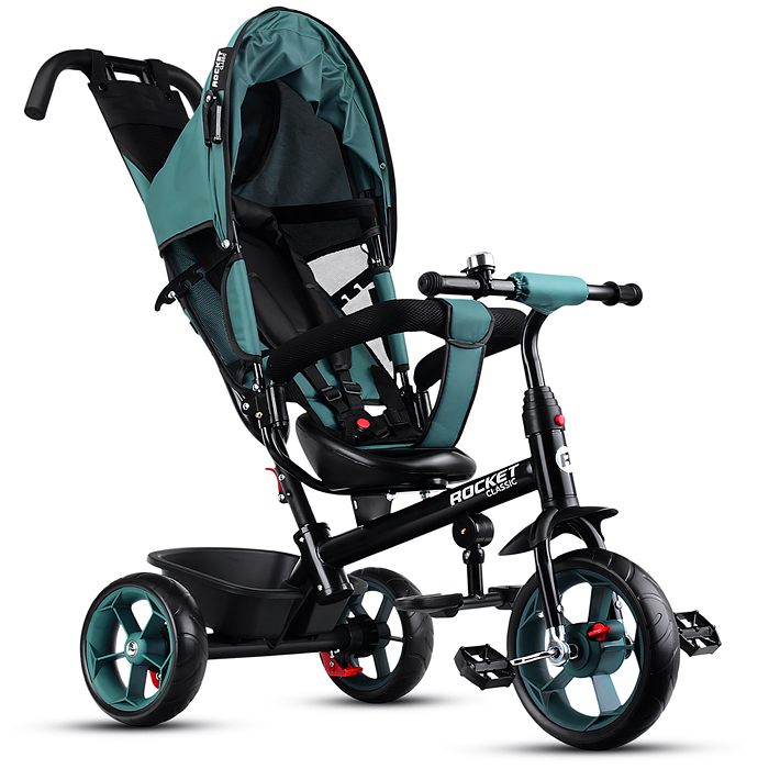 Фото к товару Велосипед трехколесный Rocket 136-GN, колеса EVA 10"/8", цвет зеленый Велосипед трехколесный Rocket 136-GN, колеса EVA 10"/8", цвет зеленый